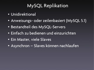 MySQL Hochverfügbarkeitslösungen