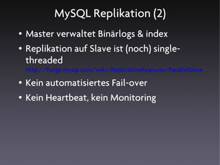 MySQL Hochverfügbarkeitslösungen