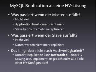MySQL Hochverfügbarkeitslösungen
