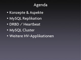 MySQL Hochverfügbarkeitslösungen