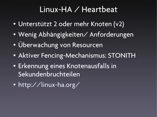 MySQL Hochverfügbarkeitslösungen