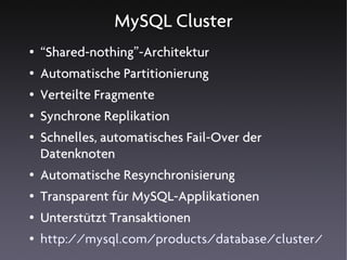 MySQL Hochverfügbarkeitslösungen