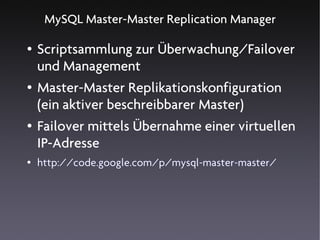 MySQL Hochverfügbarkeitslösungen