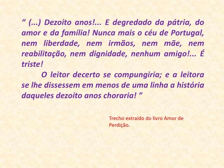 Amor De Perdição Caracteristicas Do Romantismo