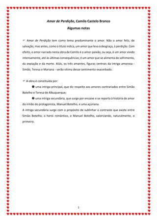 Amor de perdição algumas notas | PDF