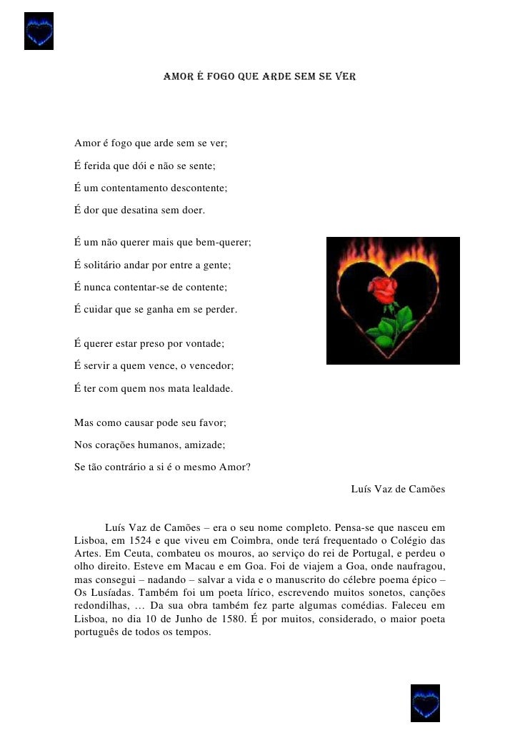 Escansão Do Soneto Amor é Fogo Que Arde
