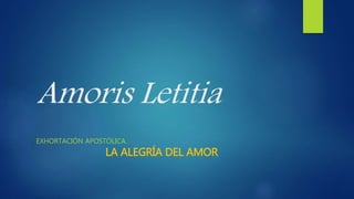 Amoris Letitia
EXHORTACIÓN APOSTÓLICA.
LA ALEGRÍA DEL AMOR
 