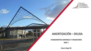 AMORTIZACIÓN – DEUDA
FUNDAMENTOS CONTABLES Y FINANCIEROS
2020- I
Oscar Ángel M
 