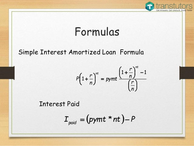 amortizing loan finance simple interest amortized loan formula