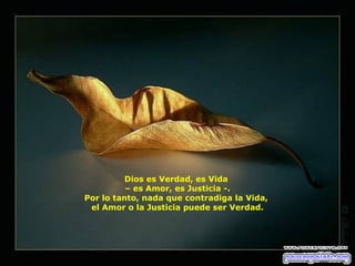 Dios es Verdad, es Vida  –  es Amor, es Justicia -. Por lo tanto, nada que contradiga la Vida,  el Amor o la Justicia puede ser Verdad. 
