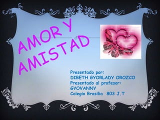 Presentado por:
DIBETH GYORLADY OROZCO
Presentado al profesor:
GYOVANNY
Colegio Brasilia 803 J.T
 