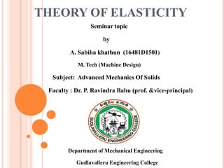 theory of elasticity | PPTX