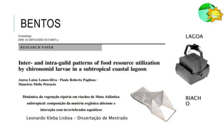 BENTOS
LAGOA
RIACH
O
Leonardo Kleba Lisboa – Dissertação de Mestrado
 