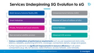 Services Underpinning 5G Evolution to 6G
© 2021 InterDigital, Inc. All Rights Reserved.
13
Multi-Sensory Extreme Reality (XR)
Smart Industries
Private, Personal and Local networks
Non-terrestrial satellite services
Unmanned Aerial Vehicles (UAV)
Massive IoT (tens of millions of UEs)
Future Railways
Advanced V2X services
• Various combinations of performance requirements such as user experienced data rates,
latency, reliability, positioning (I/O-H/V), coverage, connections density, range and speed.
• Further requirements for significant improvements in resource efficiency in all system
components (e.g. UEs, IoT devices, radio interface, access network, core network).
 