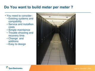 Do You want to build meter per meter ?  You need to consider : Existing systems and compability  Service and installion costs Simple maintaince Trouble shooting and recovery time Change  and addtions Easy to design  