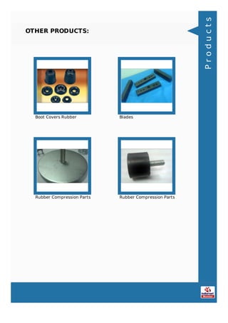OTHER PRODUCTS:
Boot Covers Rubber Blades
Rubber Compression Parts Rubber Compression Parts
Products
 