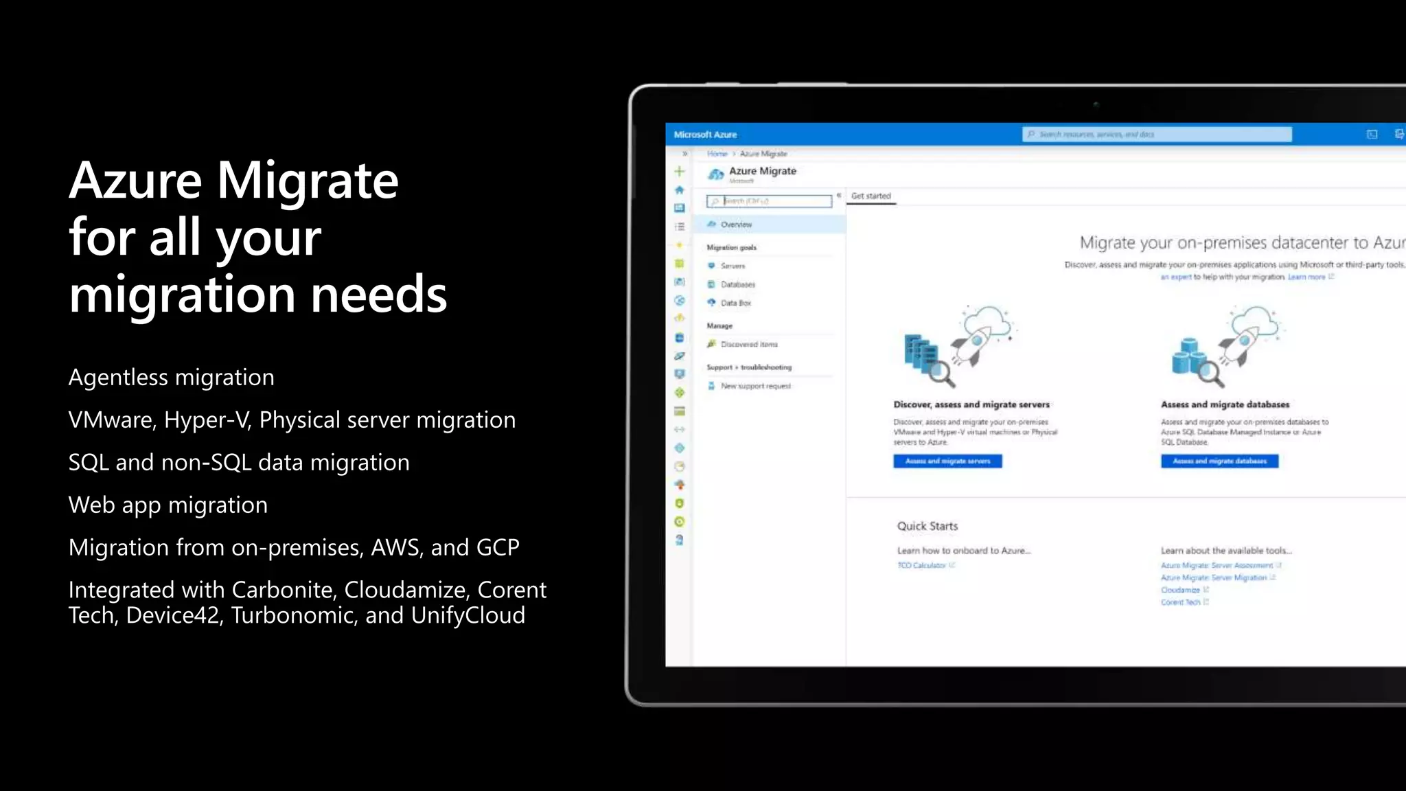 Azure Migrate
for all your
migration needs
 