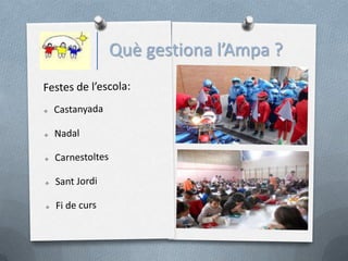 Què gestiona l’Ampa ?
 