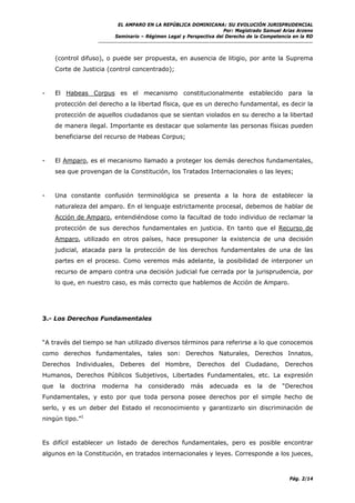 Evolución jurisprudencia del Recurso de Amparo en la República ...