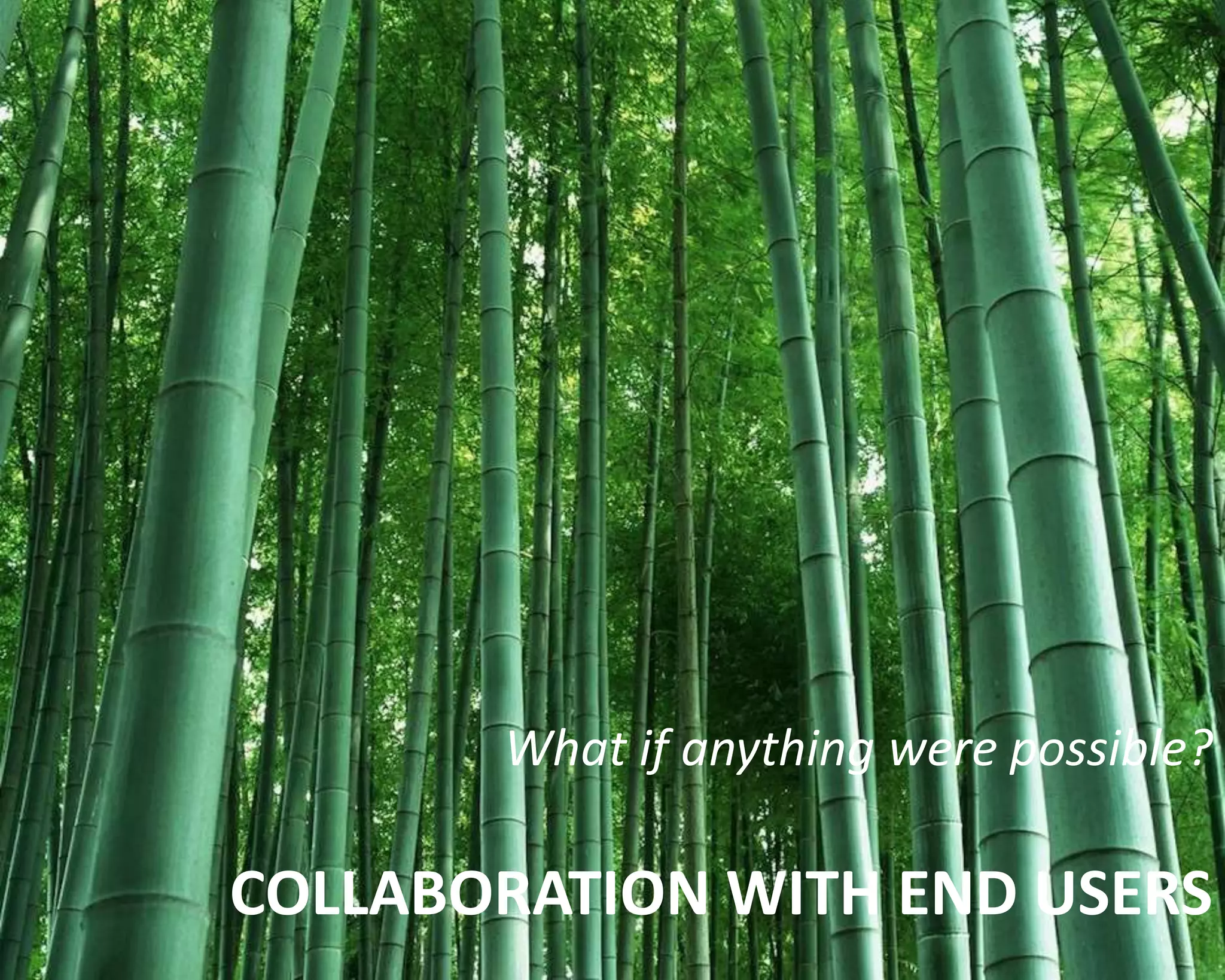 What if anything were possible? 
COLLABORATION WITH END USERS 
 