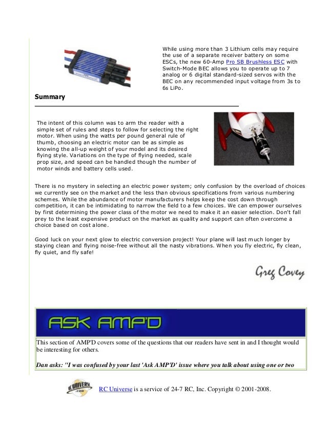 choosing a brushless motor for rc plane