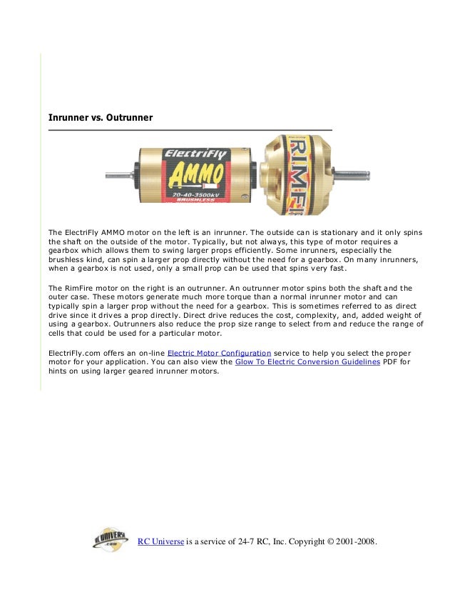 choosing a brushless motor for rc plane