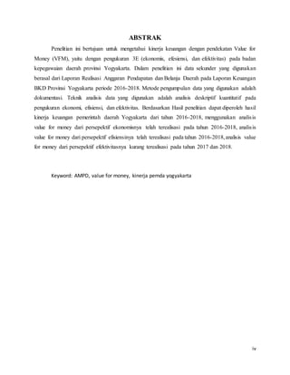 ANALISIS PENGUKURAN KINERJA PEMERINTAH DAERAH DENGAN KONSEP VALUE FOR ...