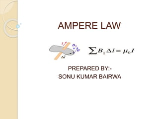 AMPERE LAW
PREPARED BY:-
SONU KUMAR BAIRWA
 