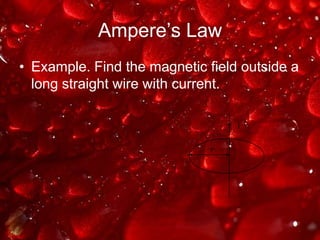 Ampere’s LawExample. Find the magnetic field outside a long straight wire with current.Ir