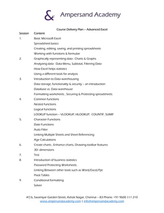 Business Statistics with Excel (Basic and Advance) Curriculum | PDF