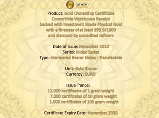 AMP Gold Ownership Certificate  PPT