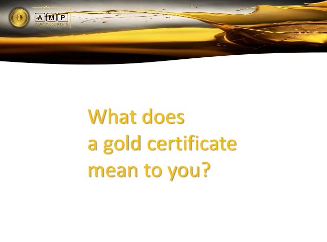 AMP Gold Ownership Certificate