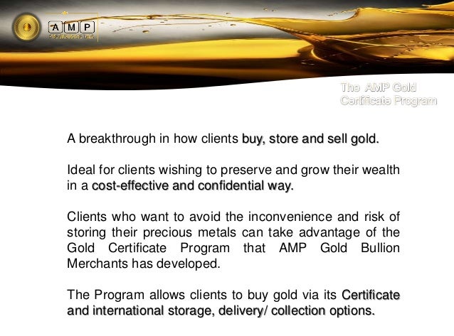 AMP Gold Ownership Certificate