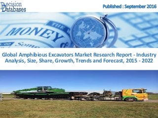 Published : September 2016
Global Amphibious Excavators Market Research Report - Industry
Analysis, Size, Share, Growth, Trends and Forecast, 2015 - 2022
 