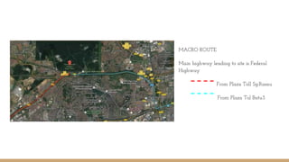 MACRO ROUTE
Main highway leading to site is Federal
Highway
From Plaza Toll Sg.Rasau
From Plaza Tol Batu3
 