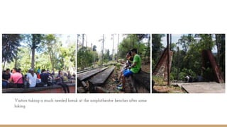 RELAXATION
Visitors taking a much needed break at the amphitheatre benches after some
hiking
 