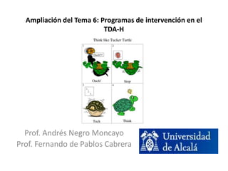 Ampliación del Tema 6: Programas de intervención en el 
TDA-H 
Prof. Andrés Negro Moncayo 
Prof. Fernando de Pablos Cabrera 
 