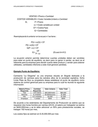 El Punto de Equilibrio