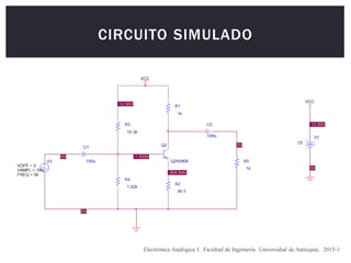 CIRCUITO SIMULADO
Electrónica Analógica I. Facultad de Ingeniería. Universidad de Antioquia. 2015-1
 