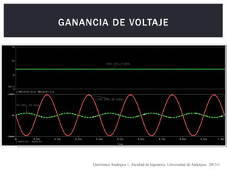 GANANCIA DE VOLTAJE
Electrónica Analógica I. Facultad de Ingeniería. Universidad de Antioquia. 2015-1
 