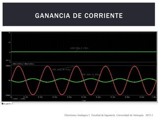 GANANCIA DE CORRIENTE
Electrónica Analógica I. Facultad de Ingeniería. Universidad de Antioquia. 2015-1
 