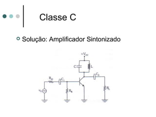 Classe C

   Solução: Amplificador Sintonizado
 