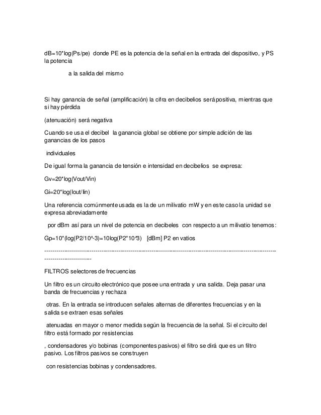 log (vout/vin) 20 potencia a exixte de clase Amplificadores