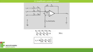 INSTITUTO FEDERAL
ESPÍRITO SANTO
3.3 Amplificador somador inversor
Nó a
 