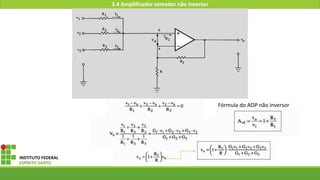 INSTITUTO FEDERAL
ESPÍRITO SANTO
3.4 Amplificador somador não inversor
Fórmula do AOP não inversor
 