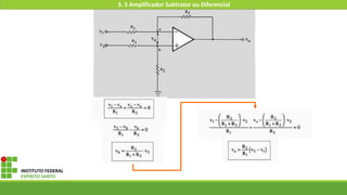INSTITUTO FEDERAL
ESPÍRITO SANTO
3. 5 Amplificador Subtrator ou Diferencial
 