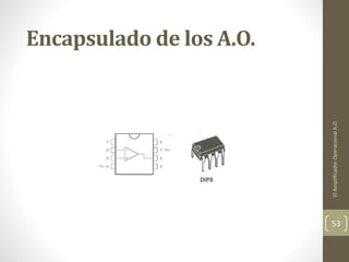 Encapsulado de los A.O.
ElAmplificadorOperacionalA.O.
53
 