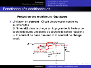 Amplification
Modulation et analyse spectrale
Amplification en petits signaux
Amplification de puissance
Sources de courant et tension
Amplification différentielle en petits signaux :
Paire différentielle (7)
Taux de Réjection de Mode Commun (TRMC) :
TRMC =
 