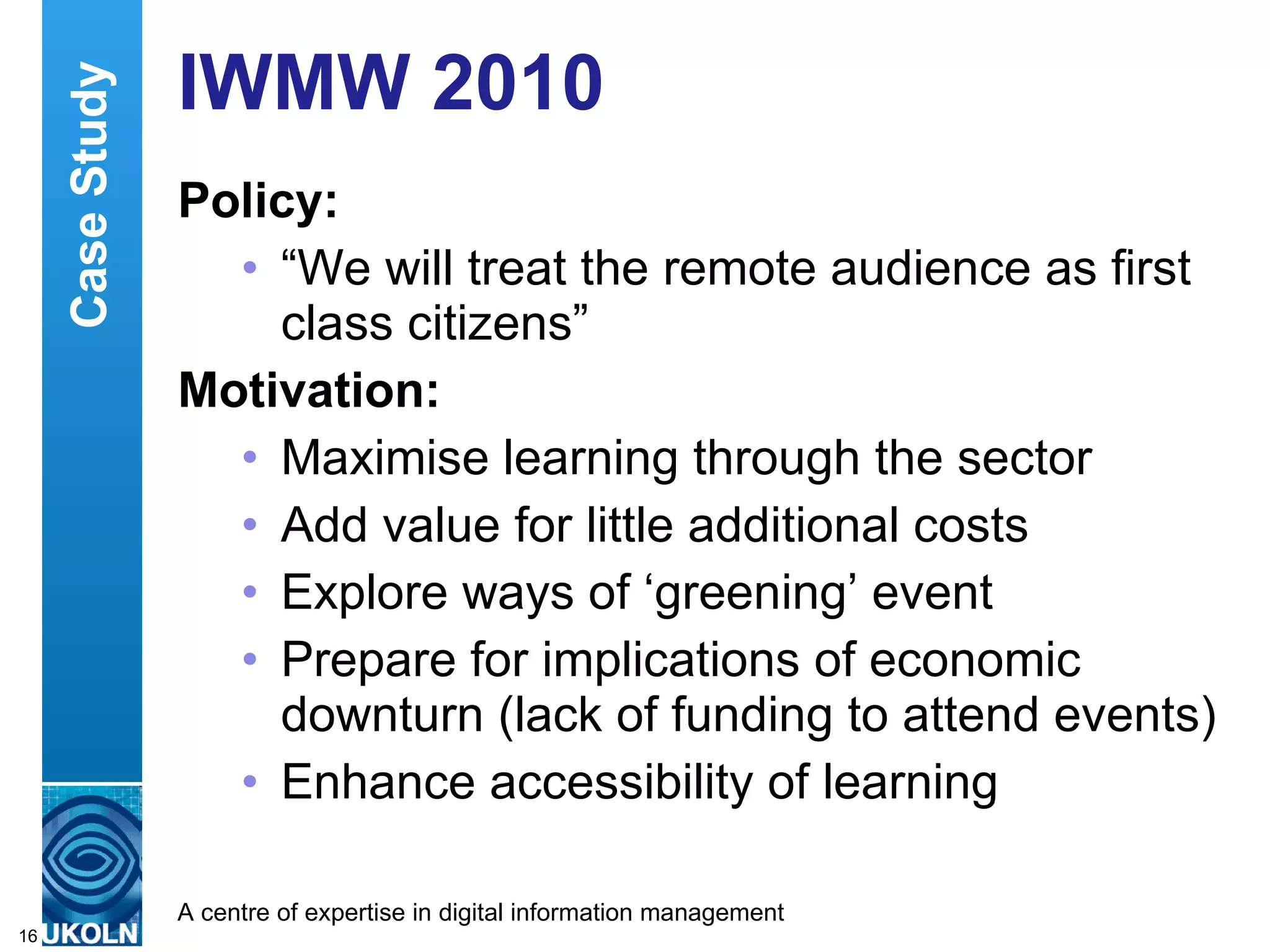 THE Article - Conclusions  Conclusions: “…  these technologies are likely to be beneficial. The added possibilities for  collective learning and analysis ,  comprehensive notes  with  insights and links , often far more extensive than the speaker might have, are advantages previously unimaginable.  Perhaps the richest potential lies in the  interaction between members of the audience , particularly if you believe that  learning and the generation of knowledge are active, engaging and social processes History 