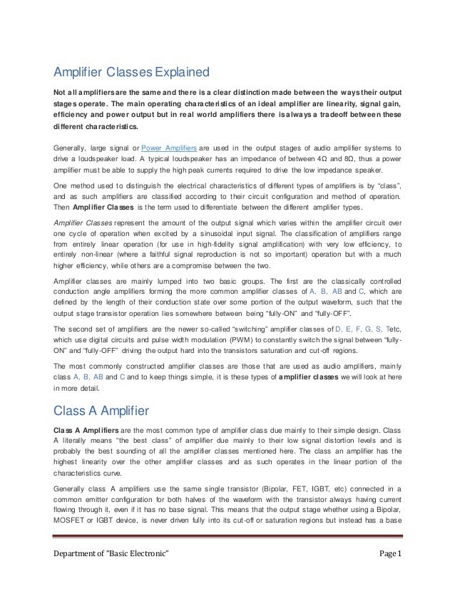 Amplifier classes explained